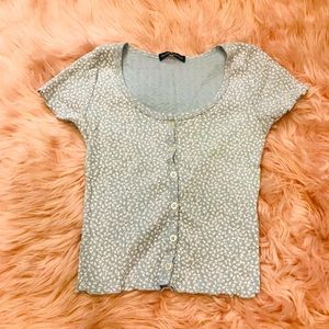 Brandy Melville blue floral print button down:
